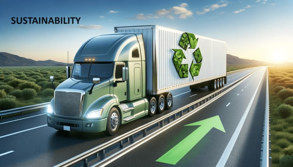 DALL·E-2023-12-28-12.49.31-An-image-representing-sustainability-in-trucking-showcasing-a-typical-American-style-semi-truck-with-a-closed-cargo-trailer-on-a-highway.-The-semi-min