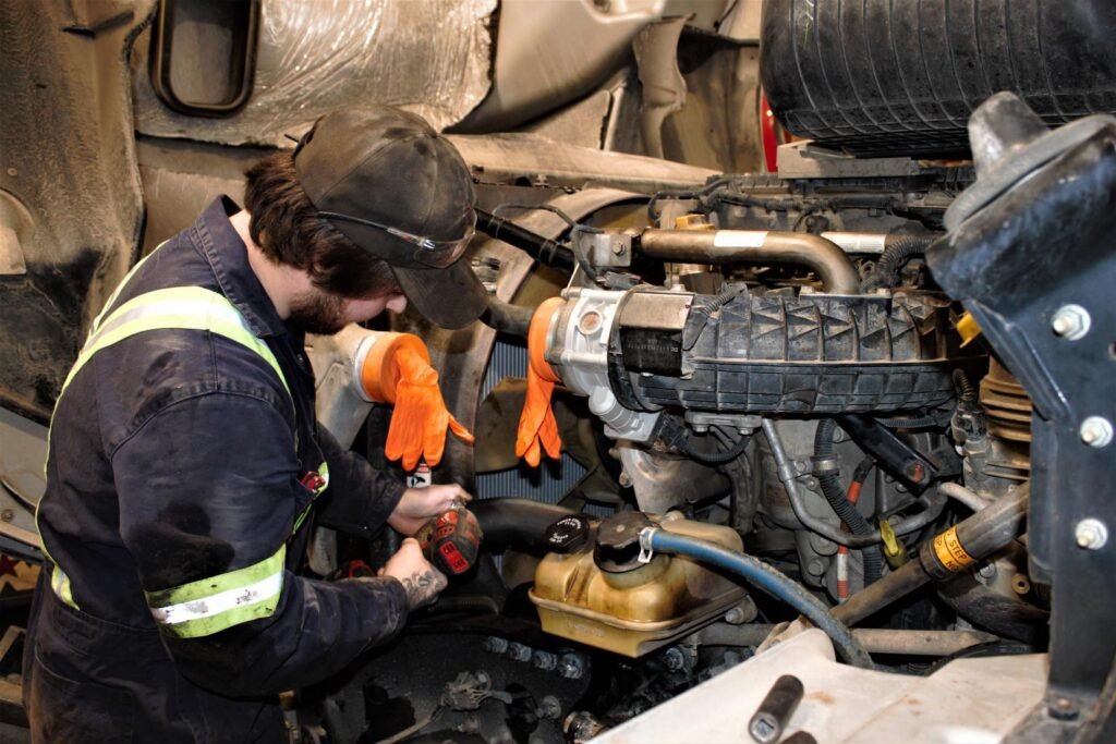 Mechanic-checking-the-sign-of-repair