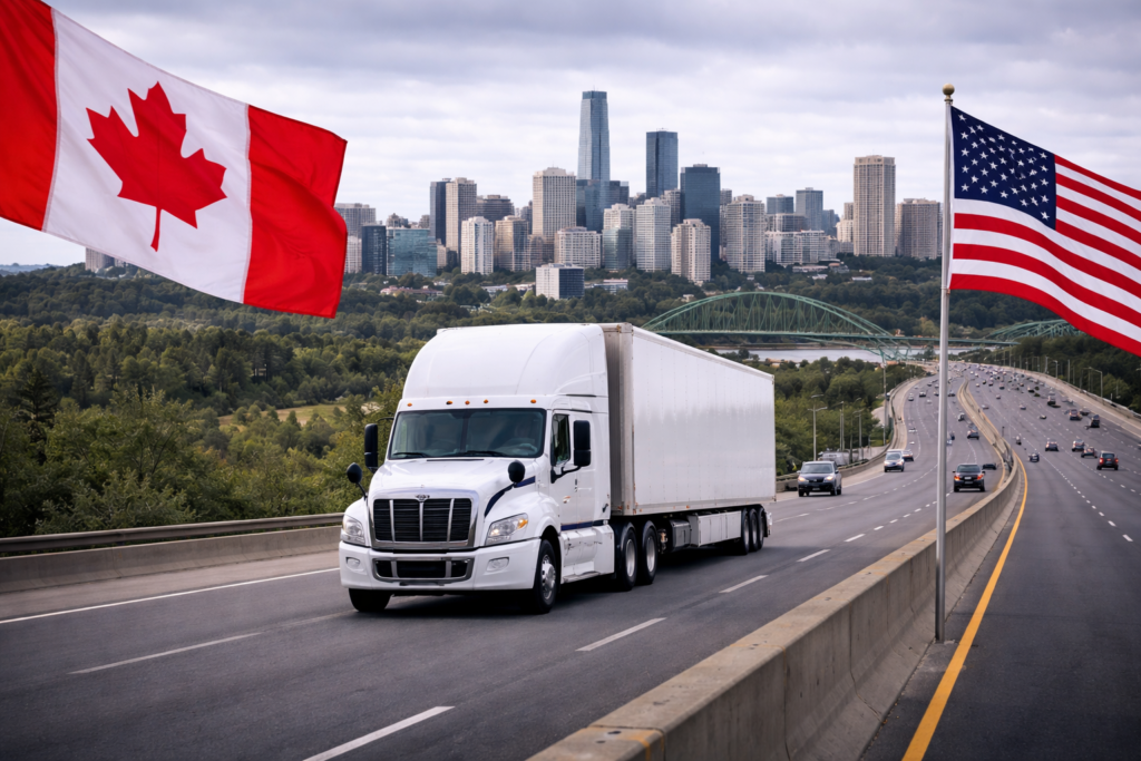 👉 CTPAT trucking company in Edmonton Canada cross border freight truck on highway